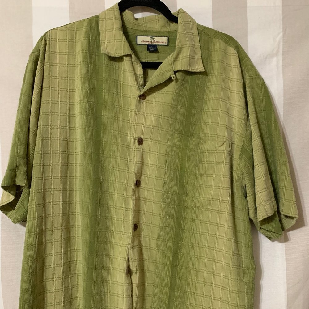 Tommy Bahama Green Button Down Silk Shirt